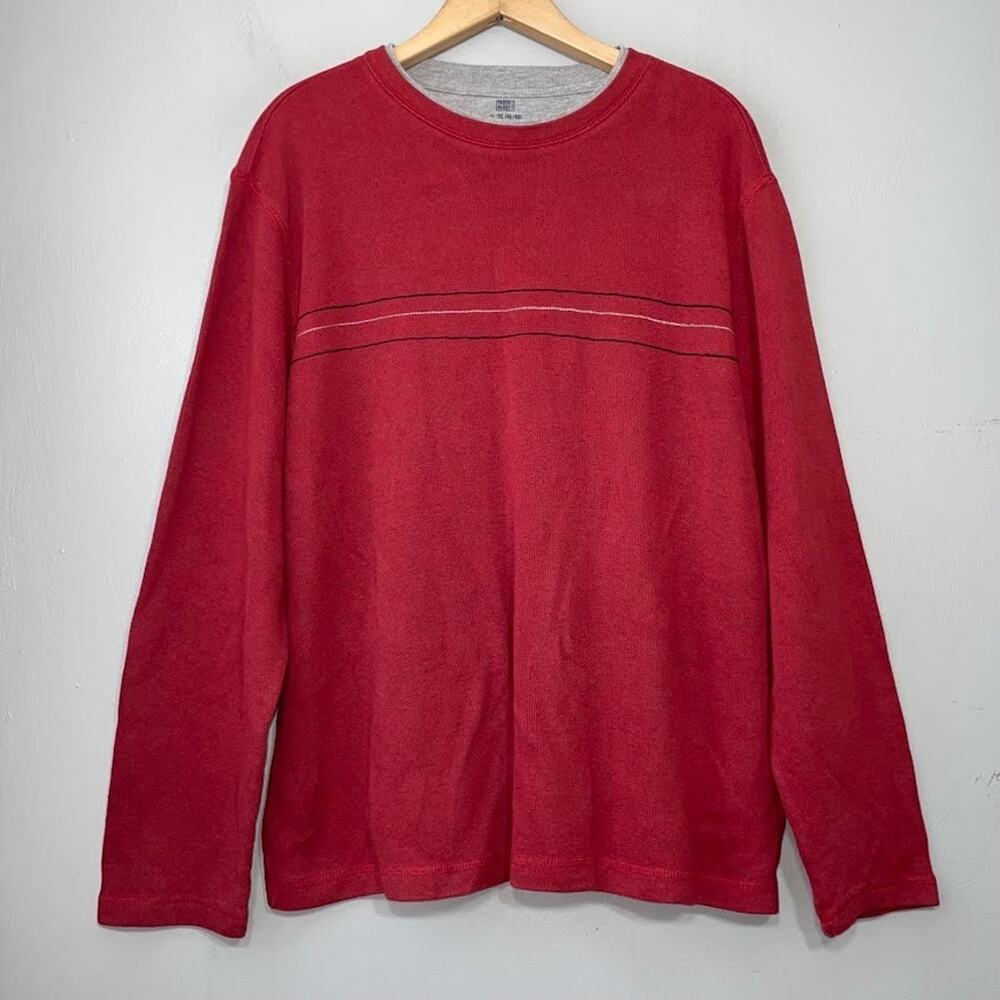 Vintage 90s Y2K Shirt Mens Size XL Red Stripe Long Sleeve Skater Preppy Casual